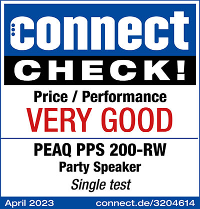 Connect Check for PEAQ 200-RW (Party Speaker) stating: "very good"